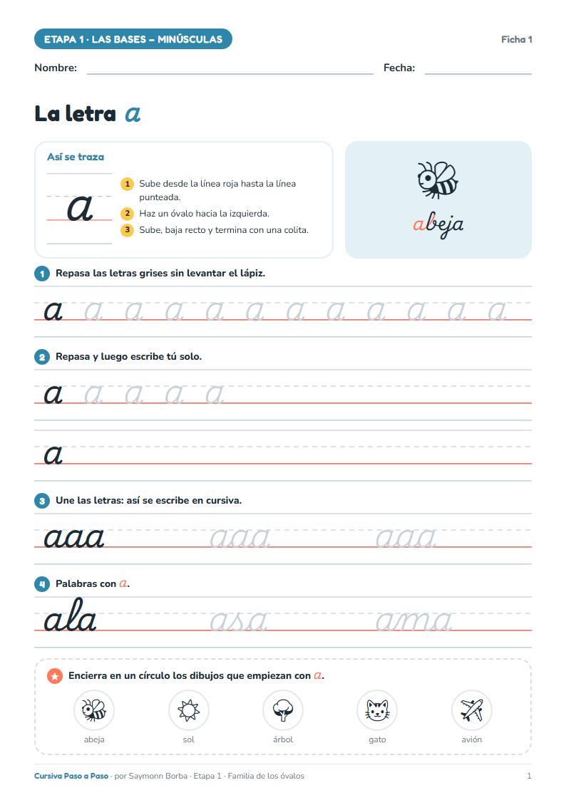 Ficha de la letra a
