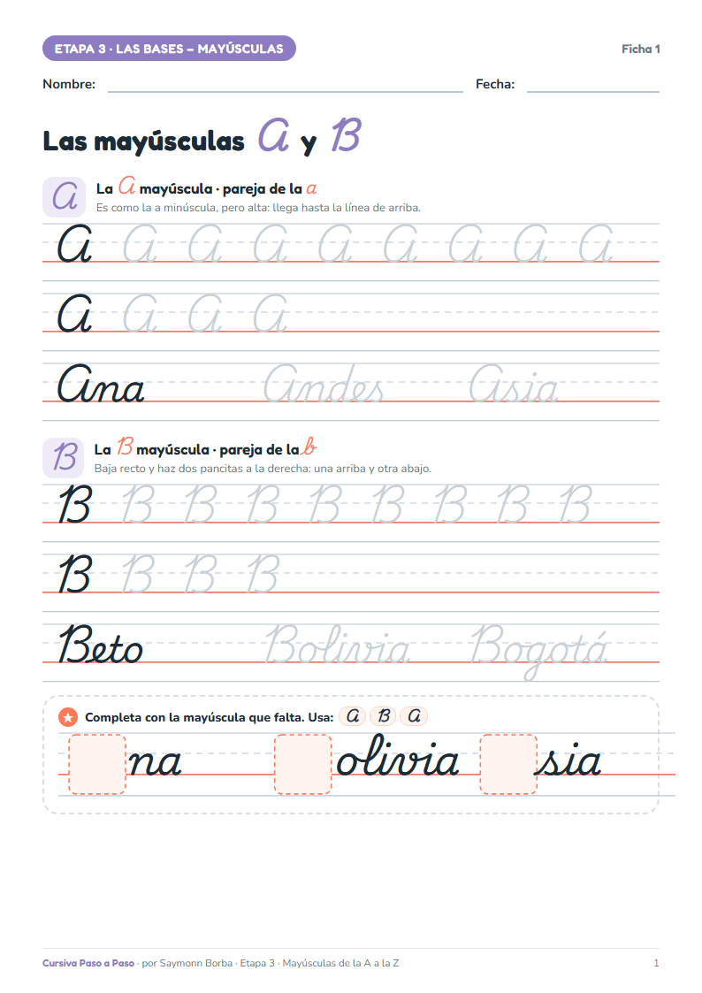 Ficha de mayúsculas
